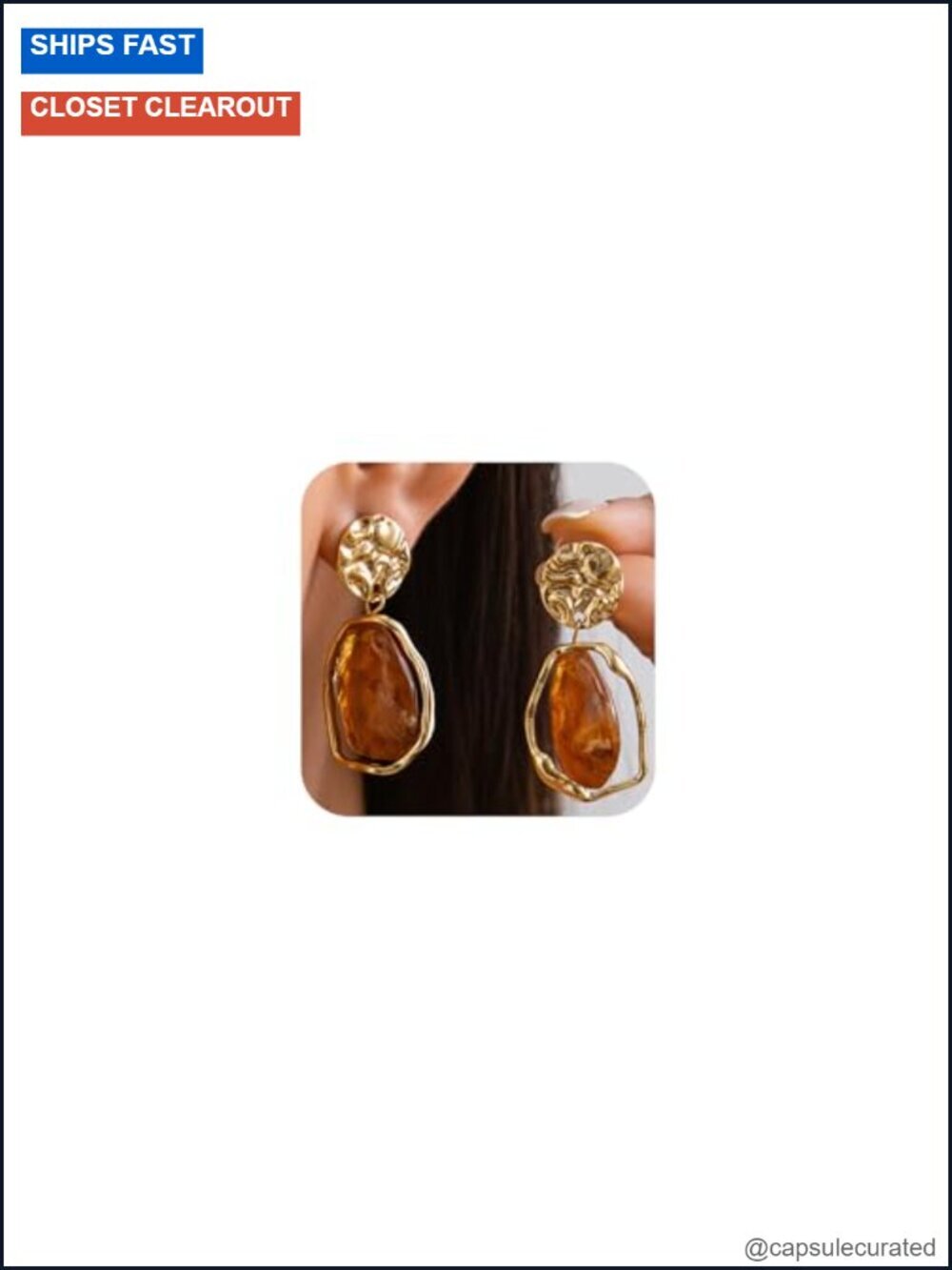 Dainty Irregular Crystal Drop Dangle Earrings 14K Gold Plated Geometric Zircon
